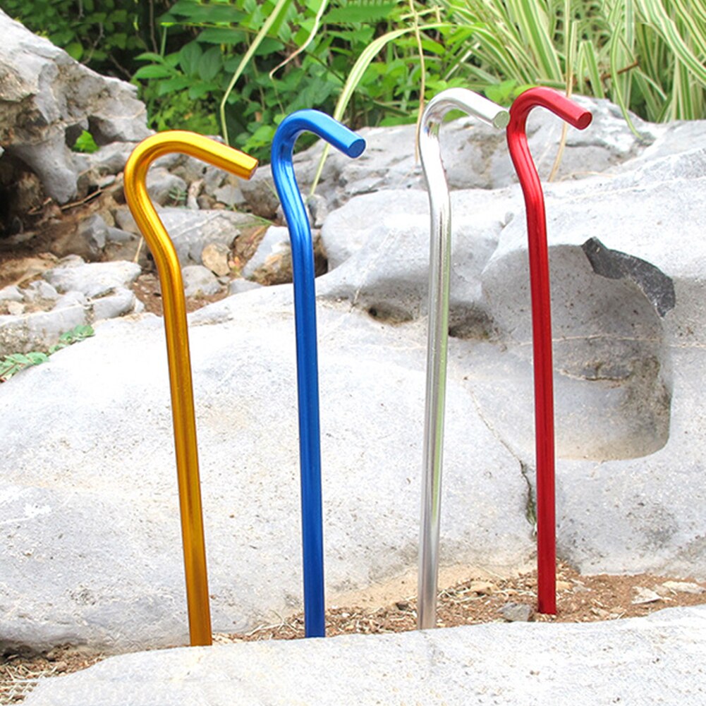 Cheap Goat Tents 10pcs Awning Canopy Tent Nails 18cm Outdoor Aluminium Alloy Nails for Camping Awning Canopy Garden Stakes with Hooks   
